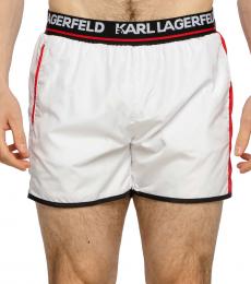 Karl Lagerfeld White LogoWaist Band Swim Shorts