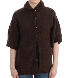Cavalli Class Brown Mohair Knitted Cardigan