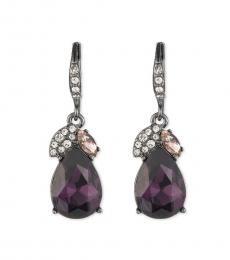 Purple Single Pear Drop Earrings