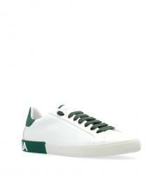 Dolce & Gabbana White Green Lace Up Sneakers