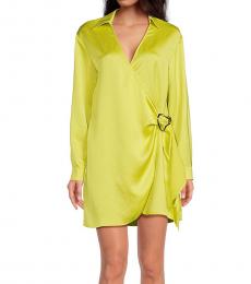 BCBGMaxazria Yellow Mini Wrap Dress