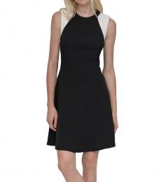 DKNY Black Crewneck Colorblock Dress