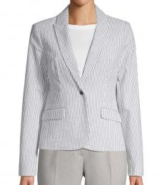 Calvin Klein BlackWhite Striped Peak Lapel Blazer
