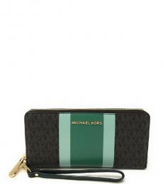 Michael Kors Brown Green Jet Set Travel Continental Wallet