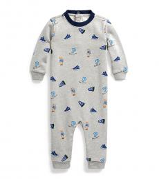 Ralph Lauren Baby Boys Grey Polo Bear Coverall