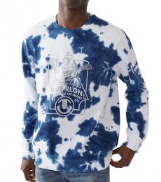 True Religion White Tie Dye Buddha Crewneck Sweatshirt