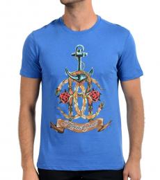 Roberto Cavalli Blue Graphic Print T-Shirt