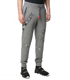 Grey Rhinestone Embellished Sweatpants