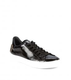 Roberto Cavalli Black Low-Top High-Shine Sneakers