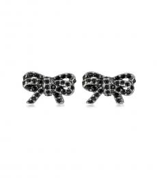 Marc Jacobs Dark Silver Twisted Pave Bow Earrings