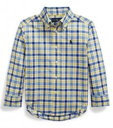 Ralph Lauren Little Boys Yellow/Blue Plaid Poplin Shirt