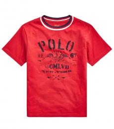 Ralph Lauren Little Boys Evening Post Red Graphic T-Shirt