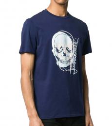 Blue Skull Printed Crewneck T-Shirt