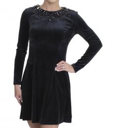 Juicy Couture Pitch Black Velour Embellished Dress