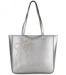 Karl Lagerfeld Pewter Bow Embellished Large Tote
