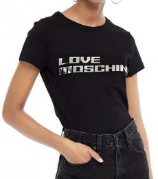 Love Moschino Black Metallic Embossed T-Shirt