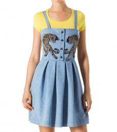 Philipp Plein Blue Rhinestone Embellished Dress