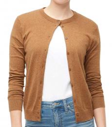 Brown Classic Cotton Cardigan Sweater