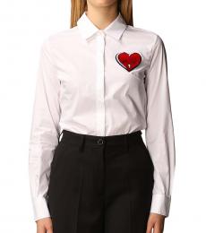 Love Moschino White Solid Logo Shirt