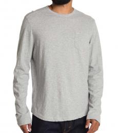 Grey Long Sleeve Slub Knit T-Shirt