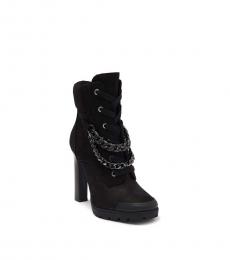 Karl Lagerfeld Black Victoria Lace-Up Boots