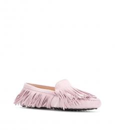 Tod's Pink Fringes Detail Loafers