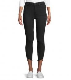 7 For All Mankind Night Black Gwen Frayed Cuff Ankle Jeans