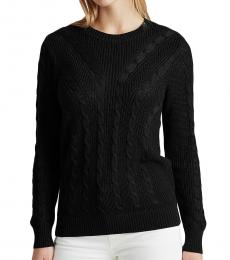 Ralph Lauren Black Cable-Knit Crewneck Sweater