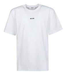 MSGM White Front Logo T-Shirt