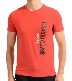 Roberto Cavalli Orange Graphic Print T-Shirt