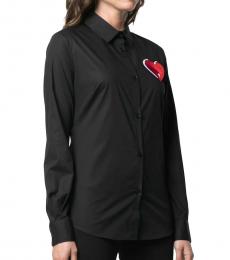 Love Moschino Black Solid Logo Shirt