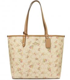 Coach Light Khaki Reversible City Daisy Large Tote