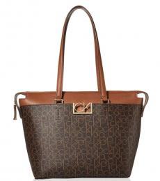 Calvin Klein Brown/Luggage Signature Medium Tote