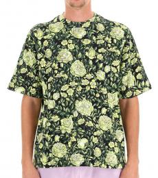 Neon Green Floral Print T-Shirt