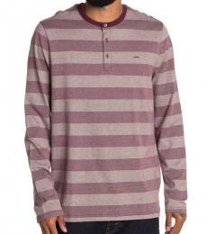 Rust Oxford Striped Long Sleeve Henley