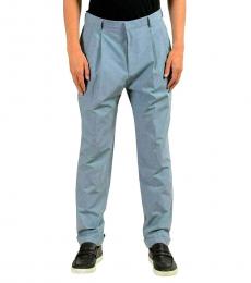 Blue Pleated Casual Pants