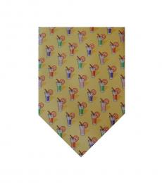 Ralph Lauren Yellow Traditional Cocktails Print Silk Tie