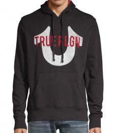 True Religion Black Graphic Logo Cotton-Blend Hoodie