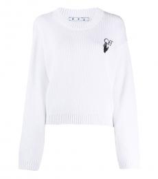 White Crew Neck Logo Sweater