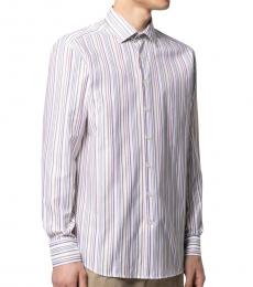 White Stripe-Print Cotton Shirt