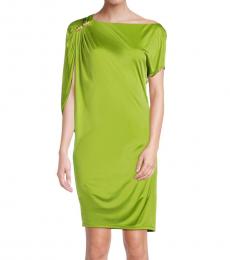 Roberto Cavalli Light Green Cape Sleeve Dress