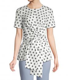 Diane Von Furstenberg White Printed Short-Sleeve Top