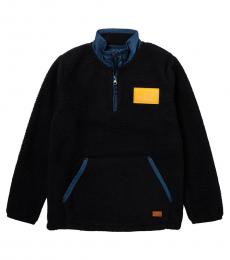 7 For All Mankind Boys Navy Pop Over Faux Shearling Pullover