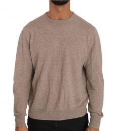Beige Wool Cashmere Logo Pullover