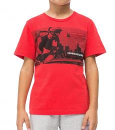 Calvin Klein Boys Red Print Pocket T-Shirt