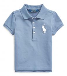 Ralph Lauren Little Girls Capri Blue Big Pony Mesh Polo