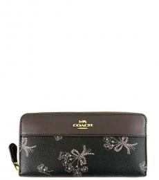 Coach Black Ribbon Bouquet Print Zip Wallet