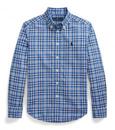 Ralph Lauren Boys Royal/Green Plaid Poplin Shirt