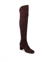 Burgundy Suede Knee High Boots
