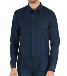 Armani Jeans Dark Blue Spread Collar Denim Shirt